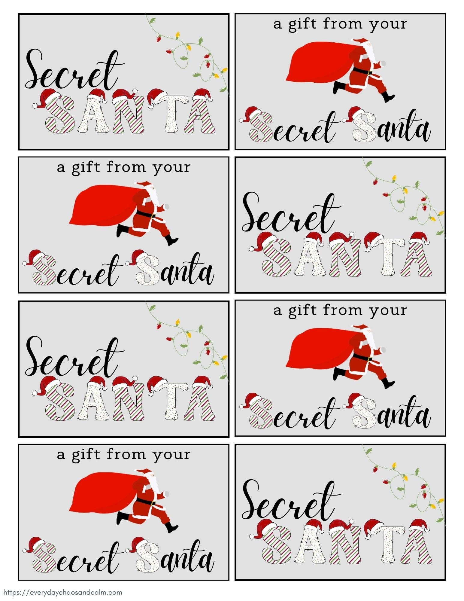 free printable secret santa gift tags